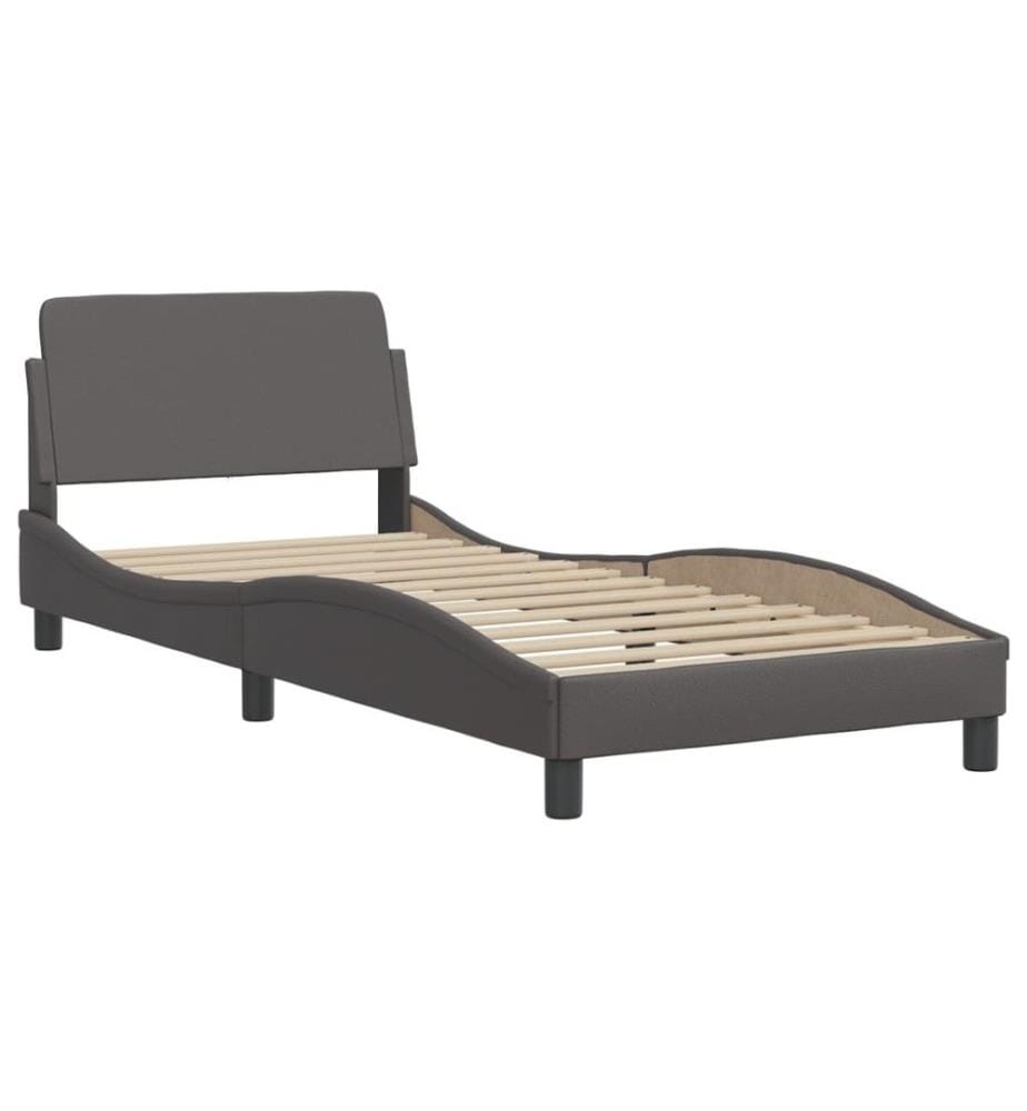 Bett mit Matratze Grau 80x200 cm Kunstleder