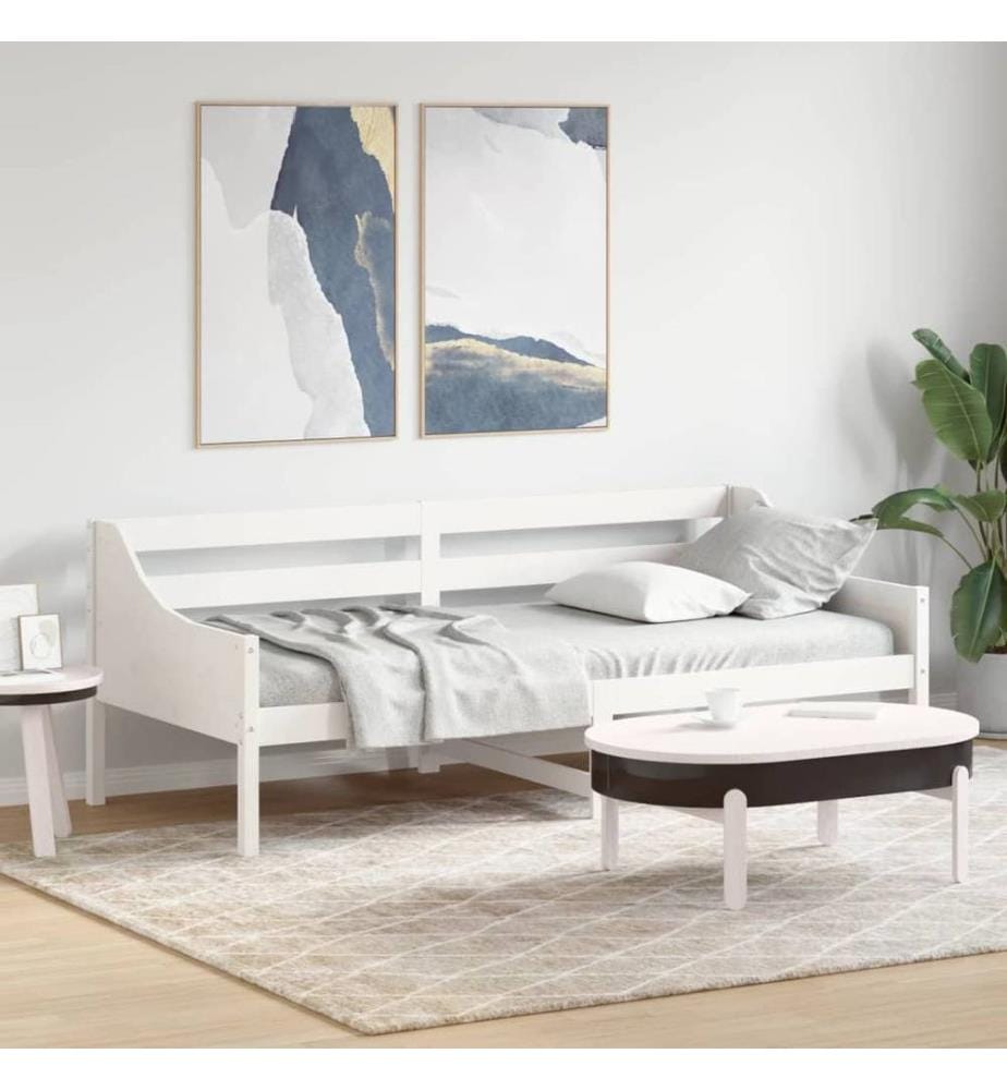 Tagesbett Weiss 90x200 cm Massivholz Kiefer