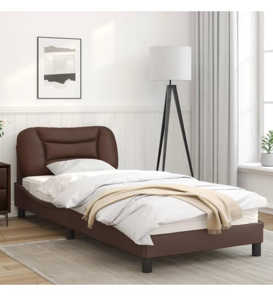 Bettgestell mit LED Braun 80x200 cm Kunstleder