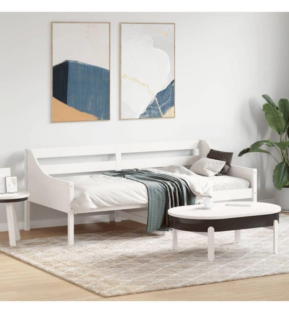 Tagesbett Weiss 75x190 cm Massivholz Kiefer
