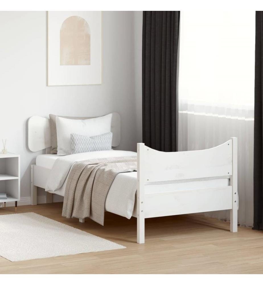 Massivholzbett mit Kopfteil Weiss 75x190 cm Kiefer