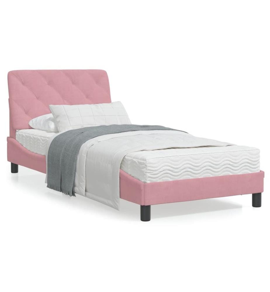 Bettgestell mit Kopfteil Rosa 90x190 cm Samt