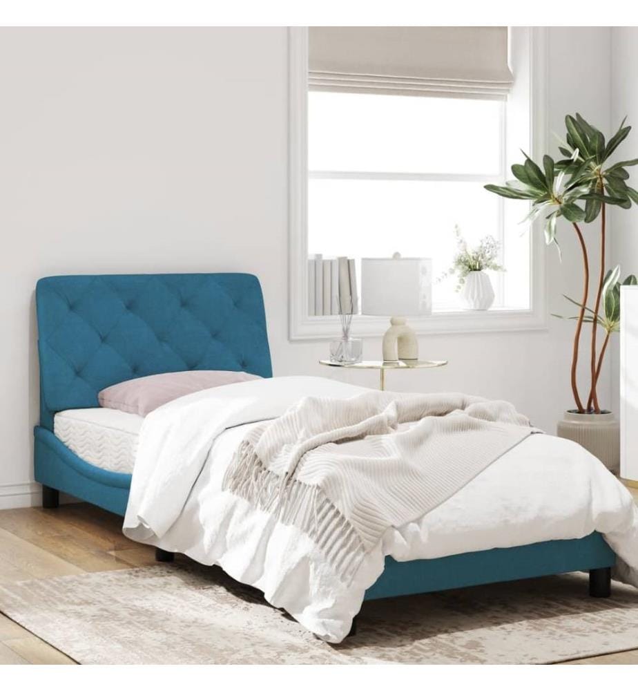 Bettgestell mit Kopfteil Blau 80x200 cm Samt