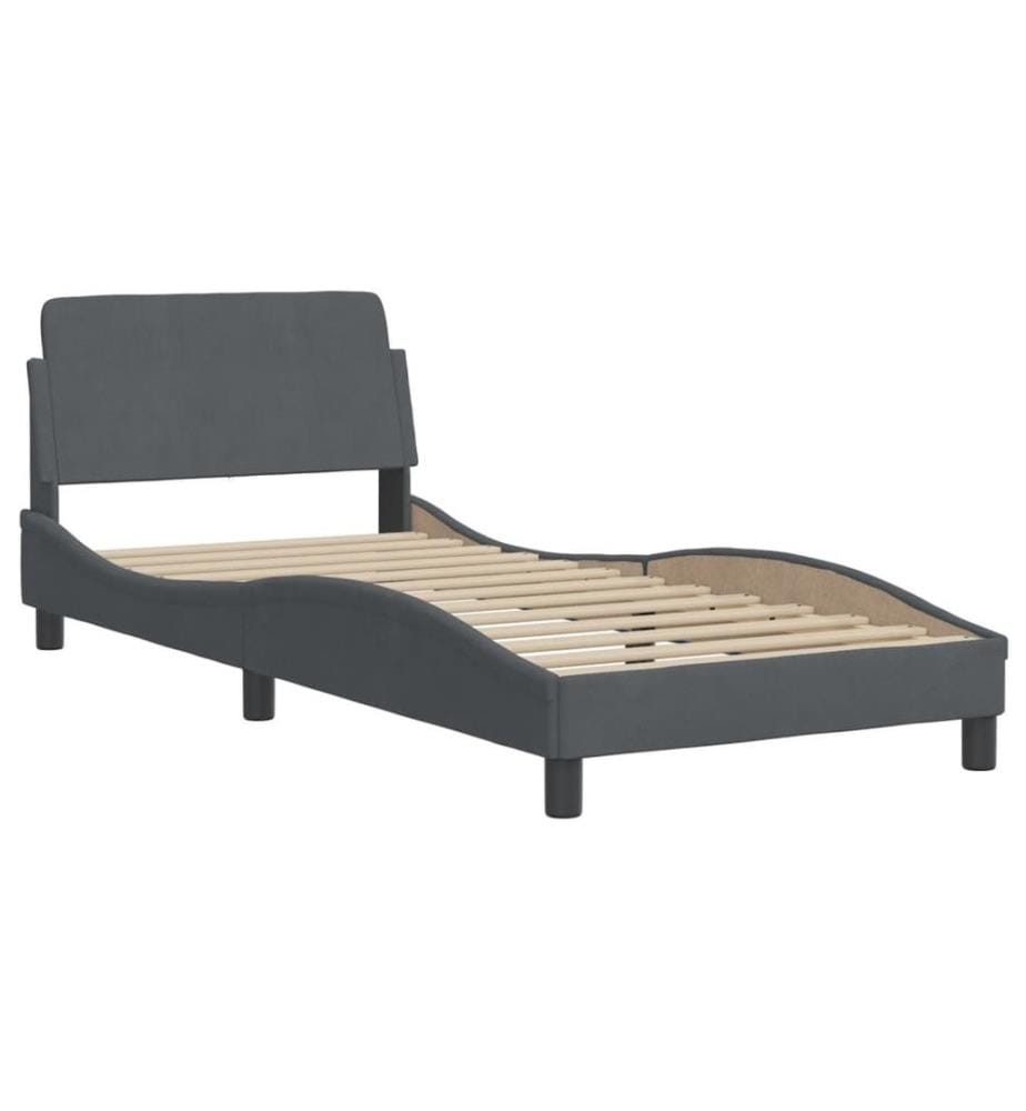 Bettgestell mit Kopfteil Dunkelgrau 90x200 cm Samt
