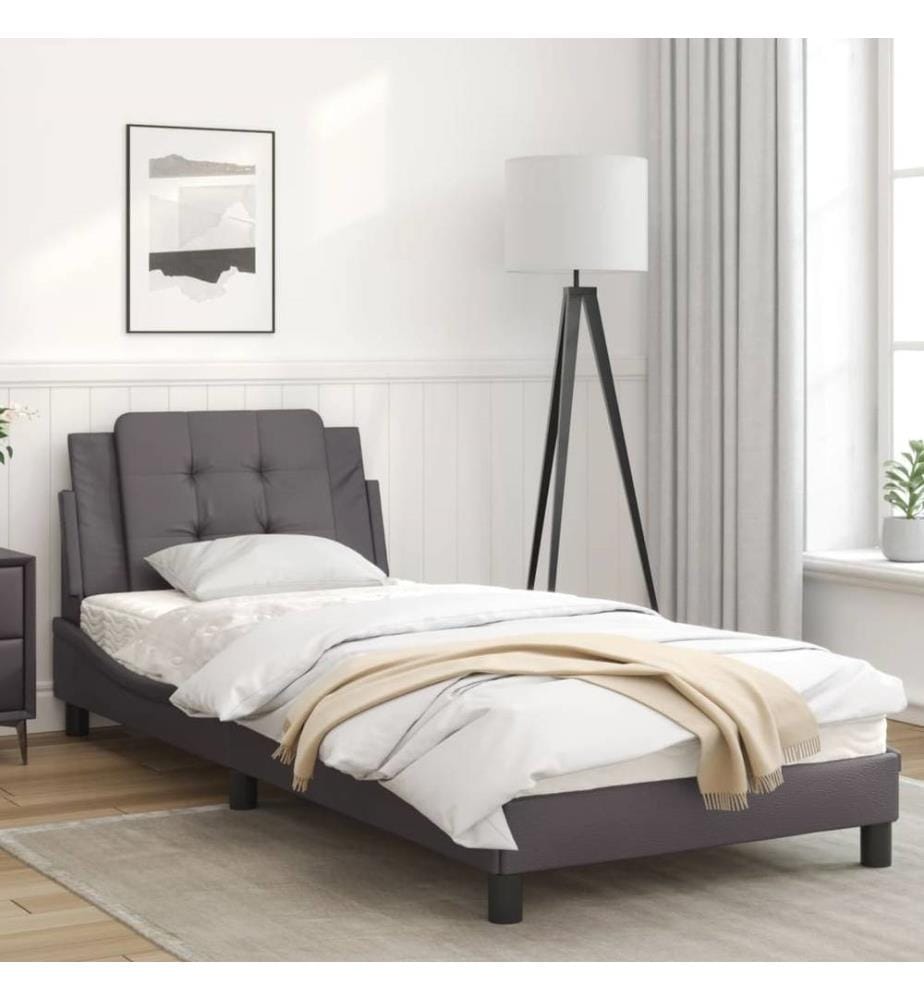 Bettgestell mit LED Grau 80x200 cm Kunstleder