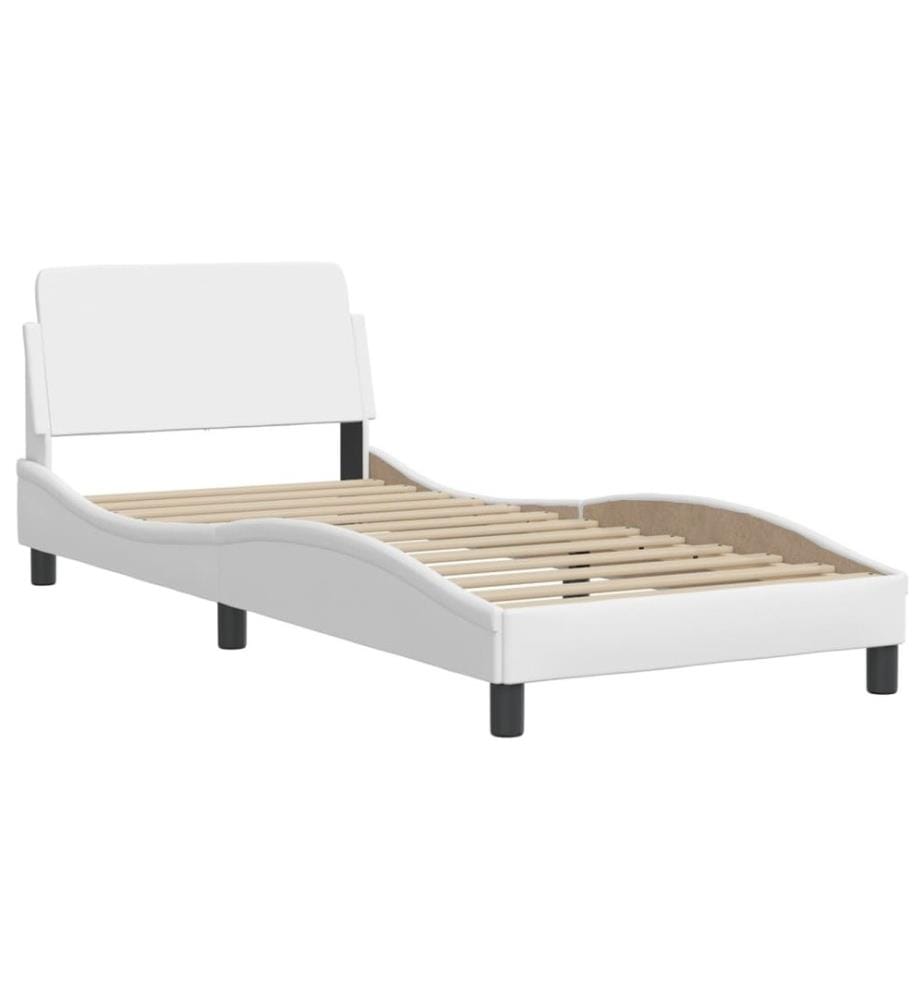 Bett mit Matratze Weiss 80x200 cm Kunstleder