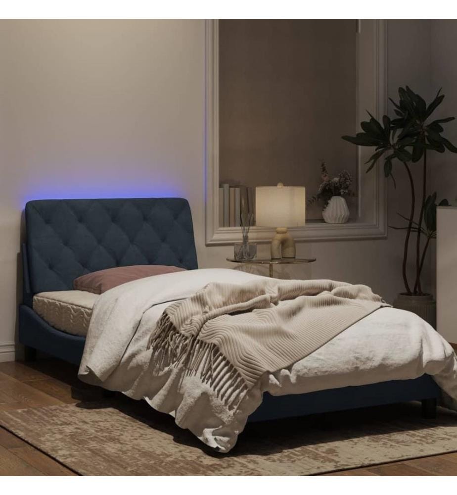 Bettgestell mit LED-Leuchten Dunkelgrau 100x200 cm Samt