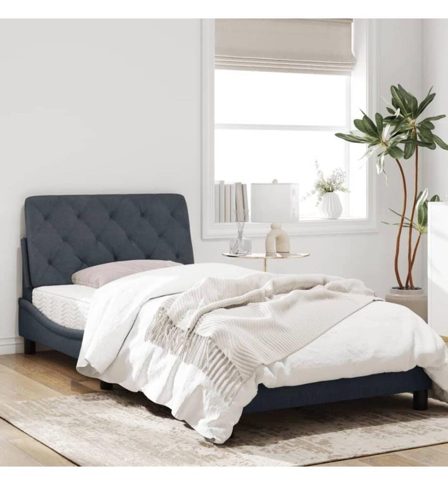 Bettgestell mit LED-Leuchten Dunkelgrau 100x200 cm Samt