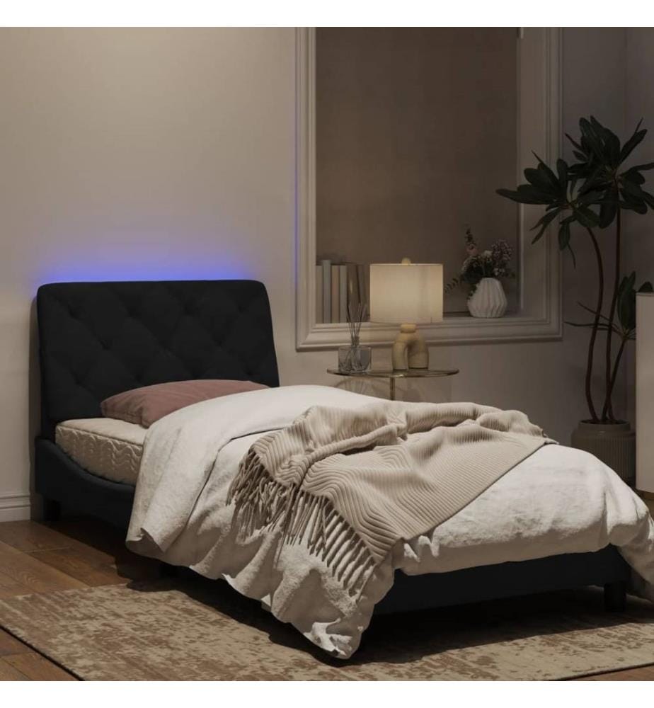 Bettgestell mit LED-Leuchten Schwarz 90x200 cm Samt