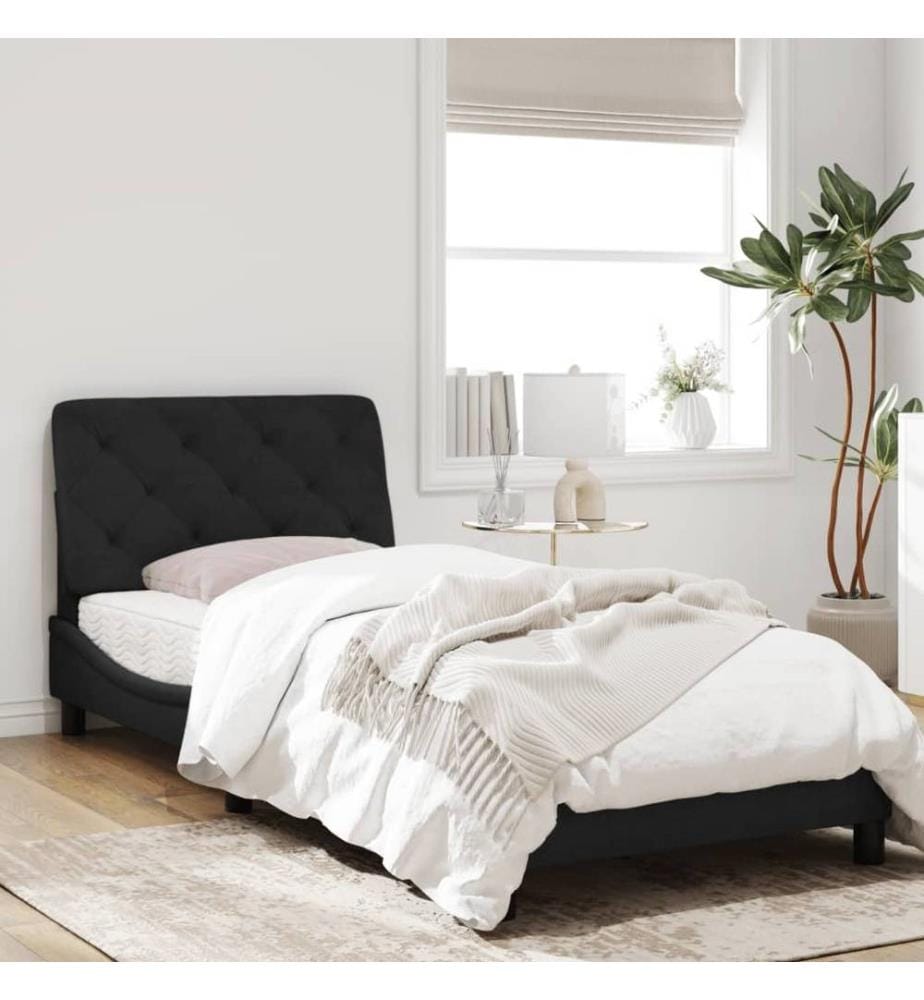 Bettgestell mit LED-Leuchten Schwarz 90x200 cm Samt