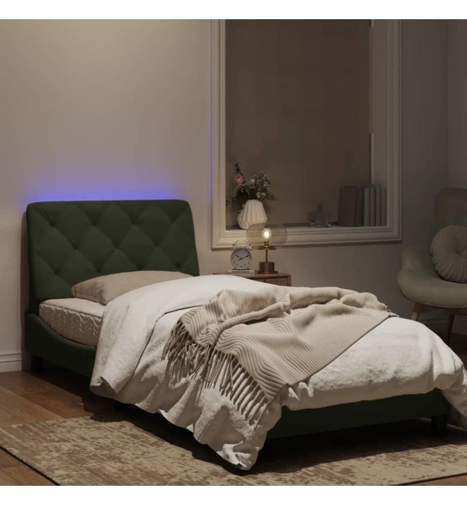 Bettgestell mit LED-Leuchten Hellgrau 80x200 cm Samt