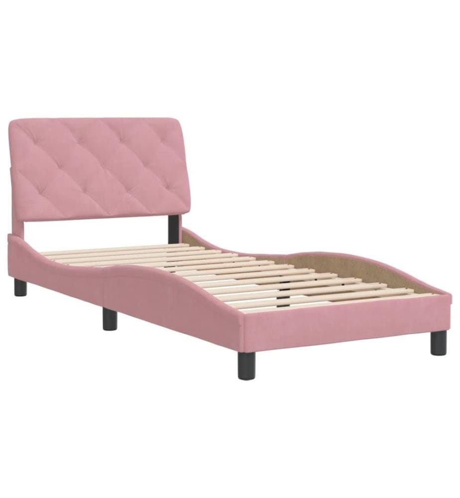 Bettgestell mit Kopfteil Rosa 90x200 cm Samt