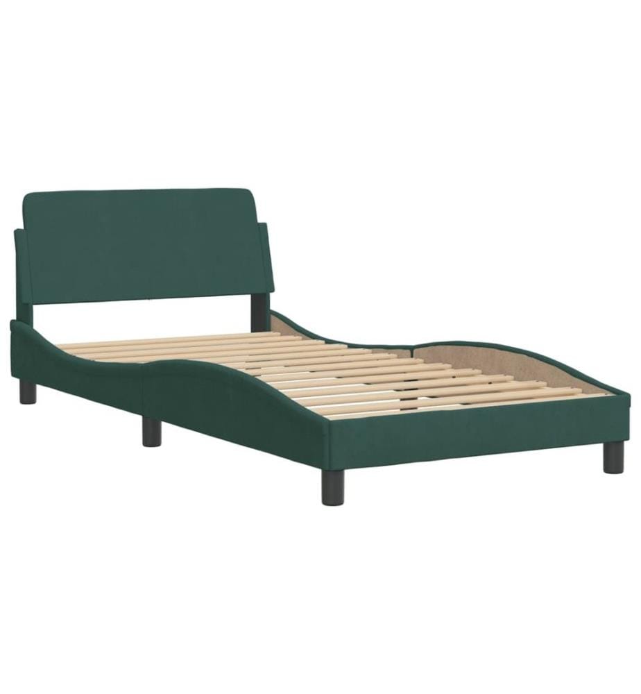 Bett mit Matratze Dunkelgrün 100x200 cm Samt