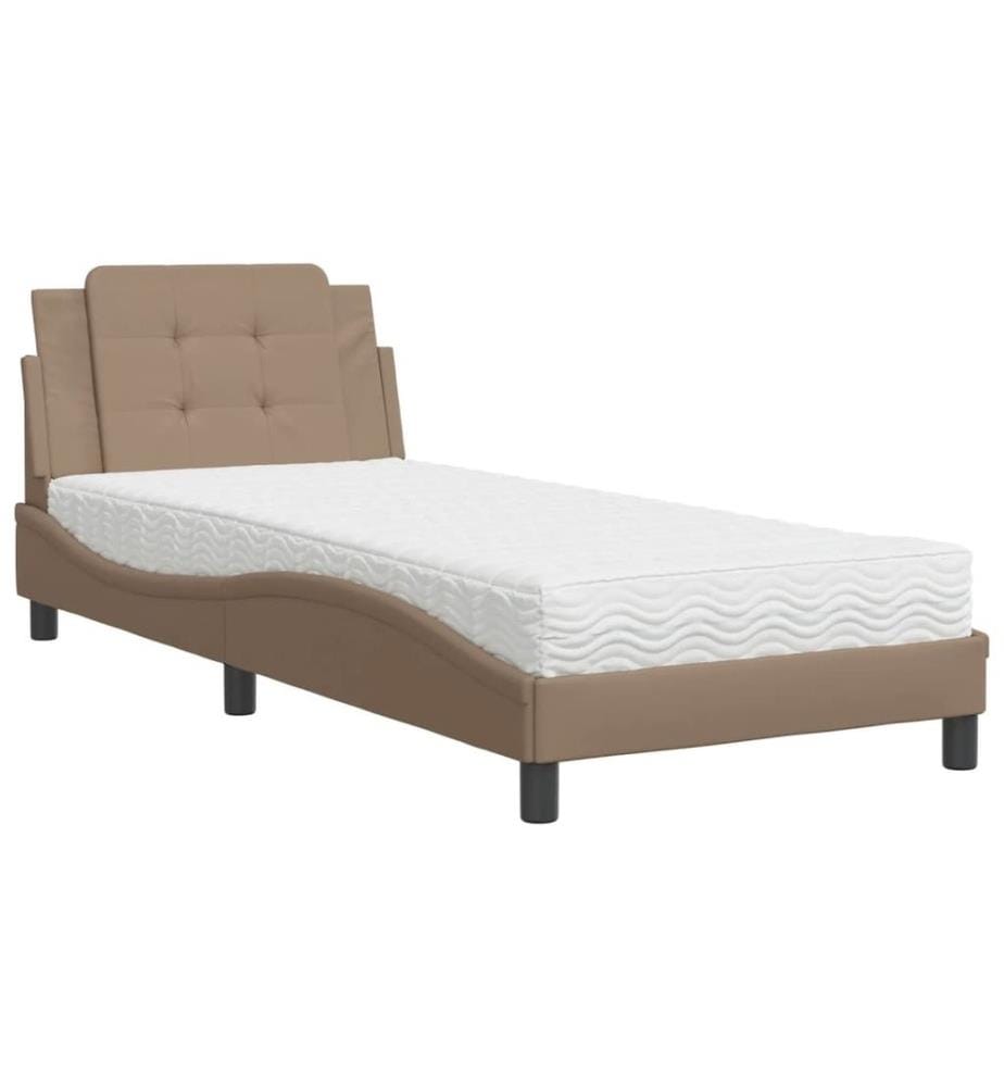 Bett mit Matratze Cappuccino-Braun 80x200 cm Kunstleder
