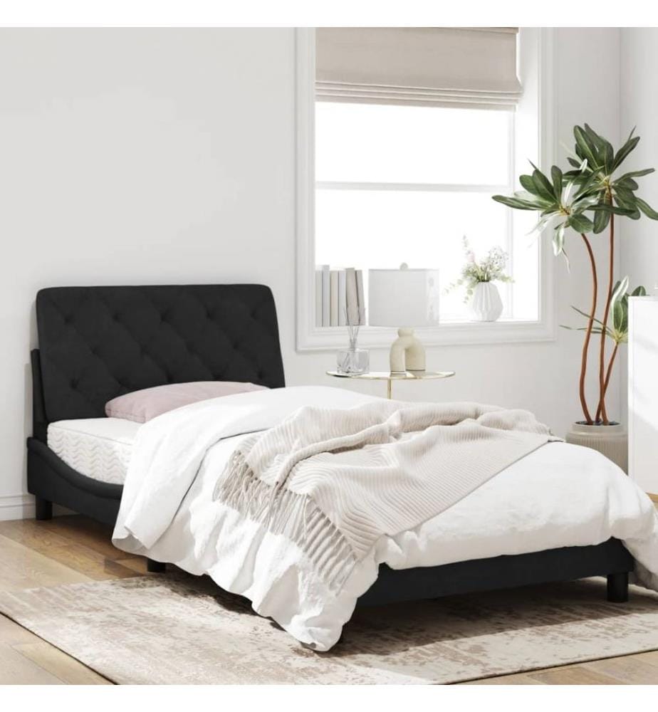 Bettgestell mit LED-Leuchten Schwarz 100x200 cm Samt