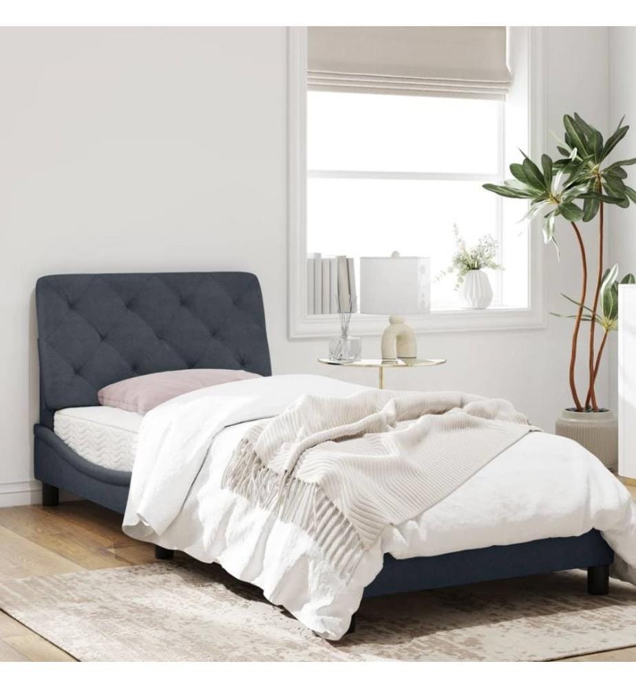 Bettgestell mit Kopfteil Dunkelgrau 90x190 cm Samt