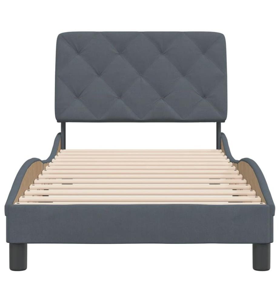 Bettgestell mit Kopfteil Dunkelgrau 90x190 cm Samt