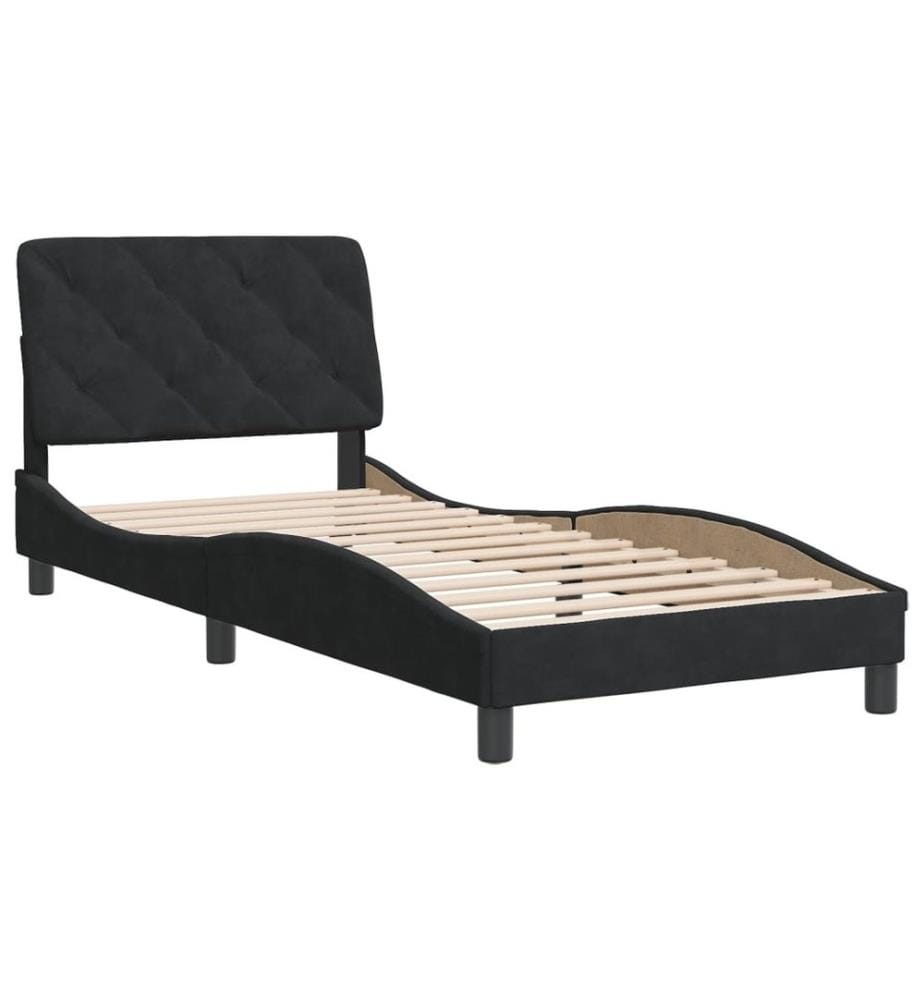 Bettgestell mit Kopfteil Schwarz 80x200 cm Samt