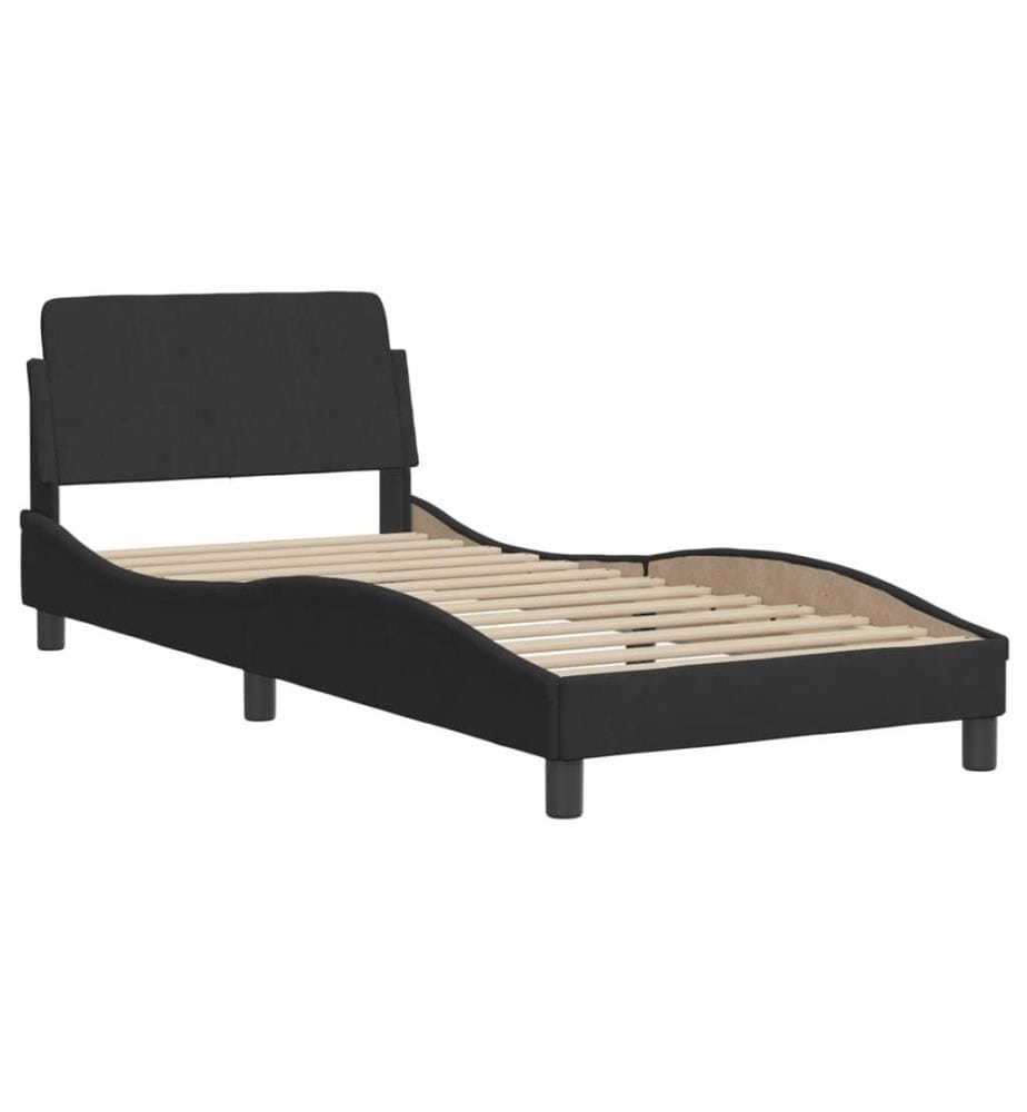Bettgestell mit Kopfteil Schwarz 80x200 cm Samt