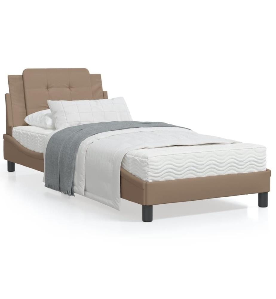 Bettgestell mit Kopfteil Cappuccino-Braun 100x200 cm Kunstleder