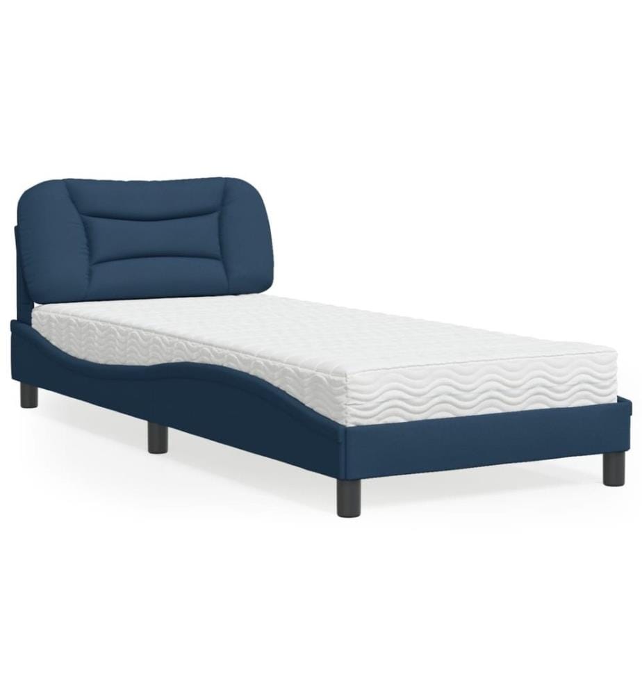 Bett mit Matratze Blau 90x200 cm Stoff