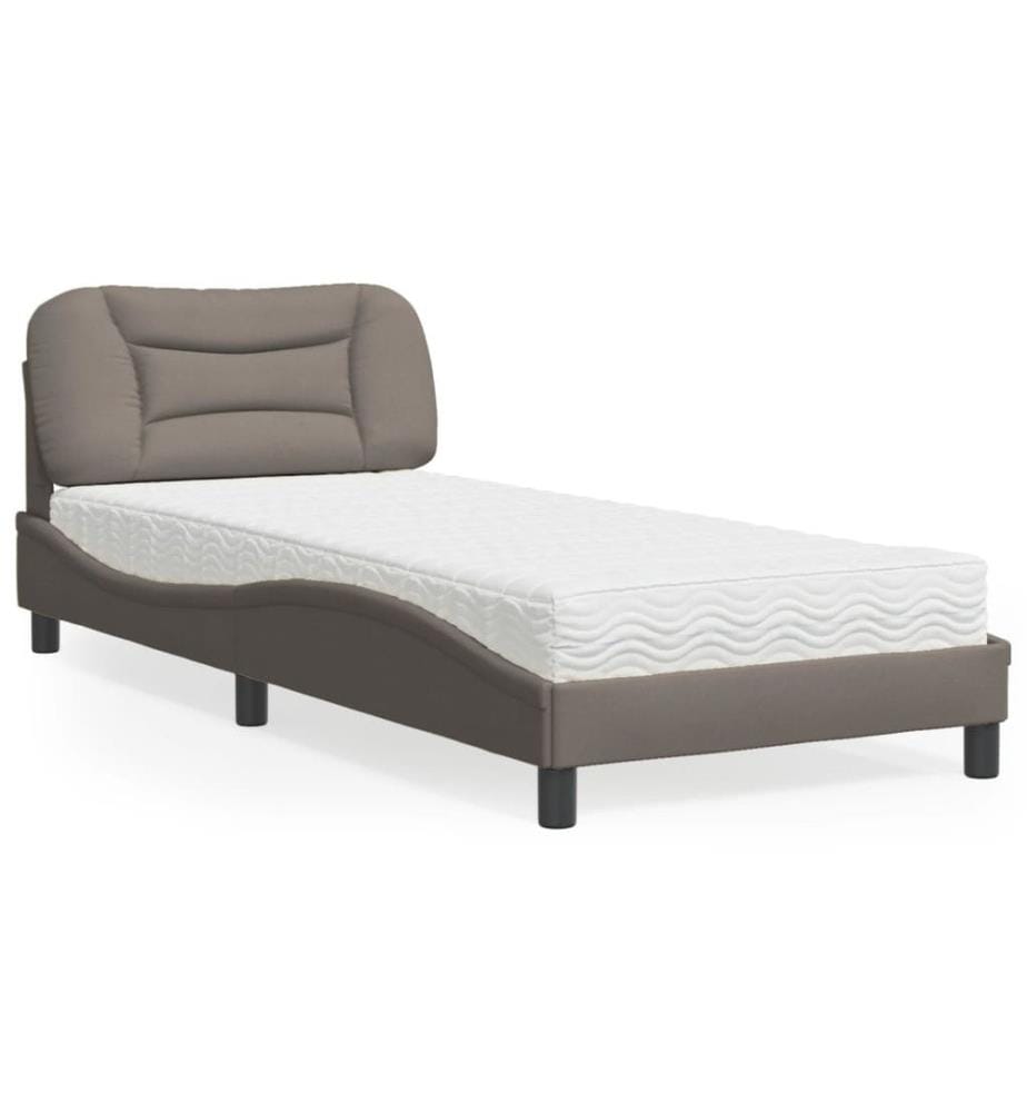 Bett mit Matratze Taupe 90x200 cm Stoff