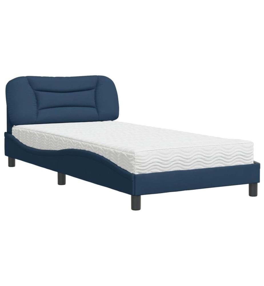 Bett mit Matratze Blau 100x200 cm Stoff