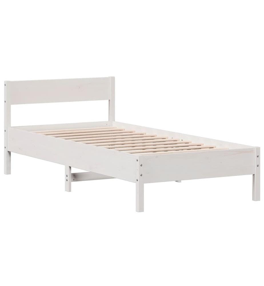 Massivholzbett mit Kopfteil Weiss 75x190 cm Kiefer