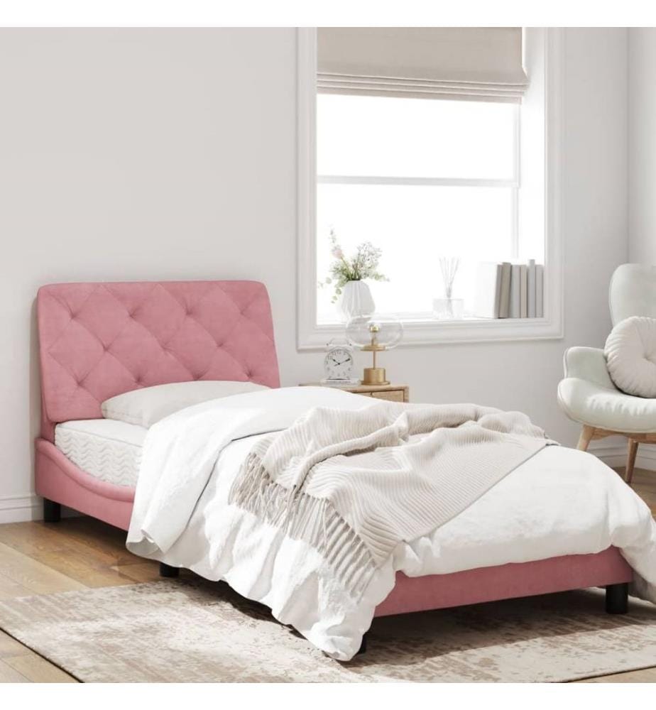 Bettgestell mit Kopfteil Rosa 80x200 cm Samt