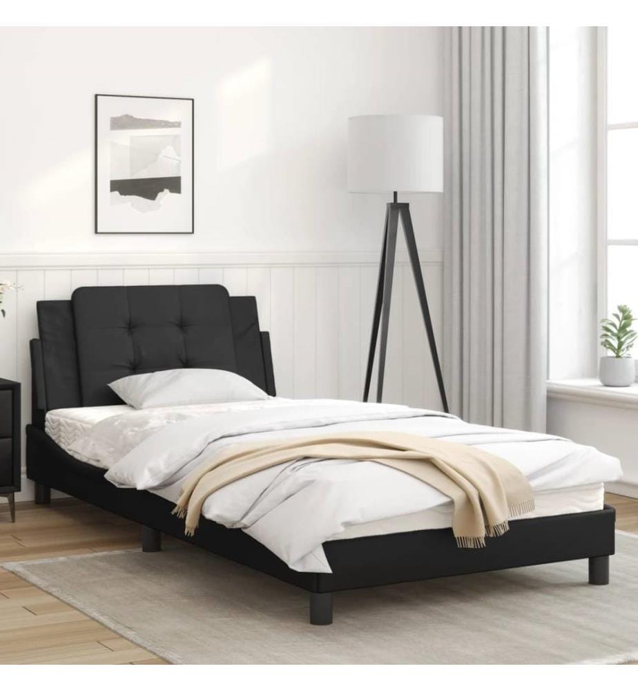 Bettgestell mit Kopfteil Schwarz 100x200 cm Kunstleder