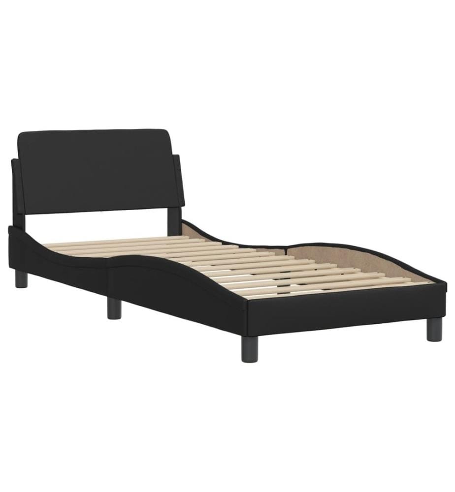 Bett mit Matratze Schwarz 100x200 cm Kunstleder