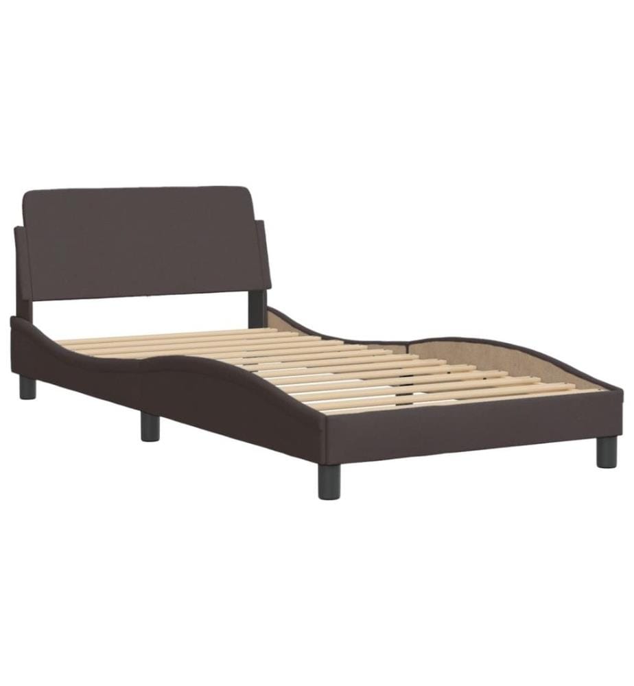 Bett mit Matratze Dunkelbraun 100x200 cm Stoff