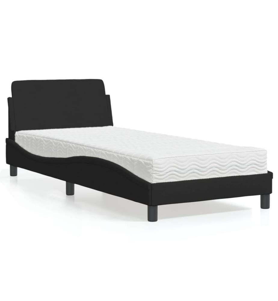 Bett mit Matratze Schwarz 90x200 cm Stoff