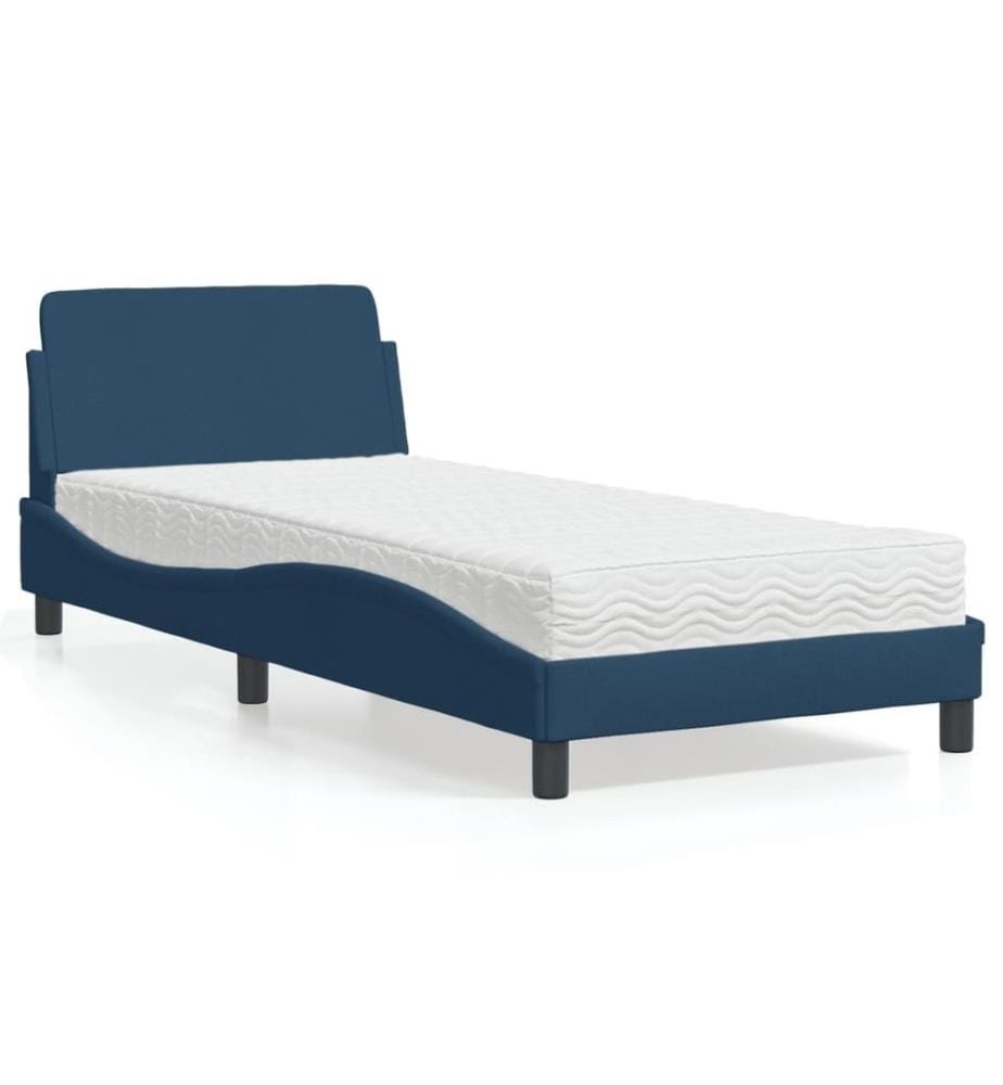 Bett mit Matratze Blau 90x200 cm Stoff
