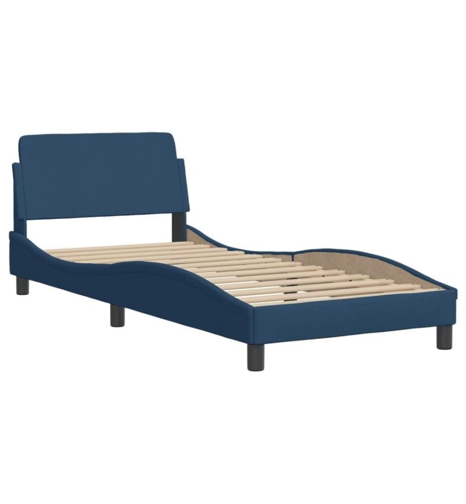 Bett mit Matratze Blau 90x200 cm Stoff