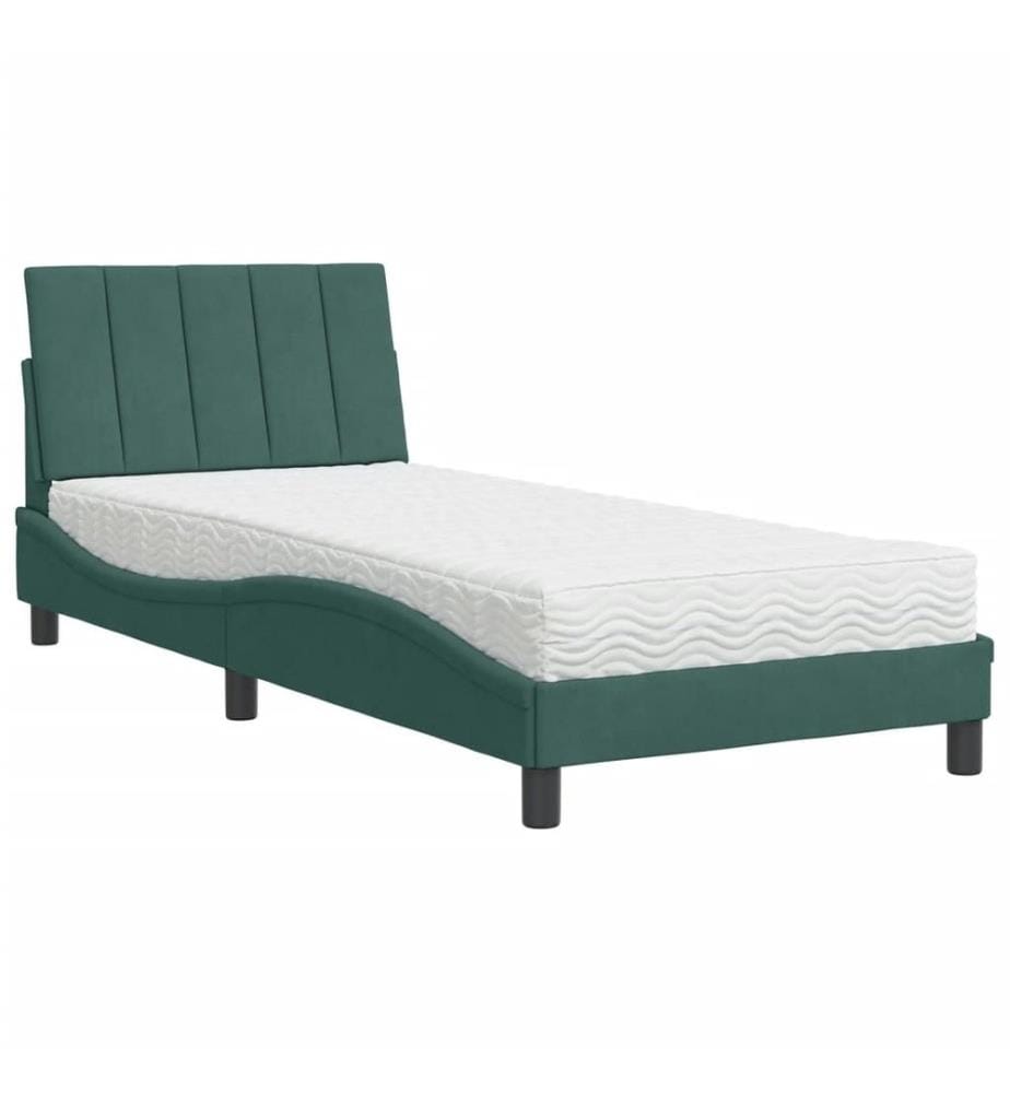 Bett mit Matratze Dunkelgrün 80x200 cm Samt
