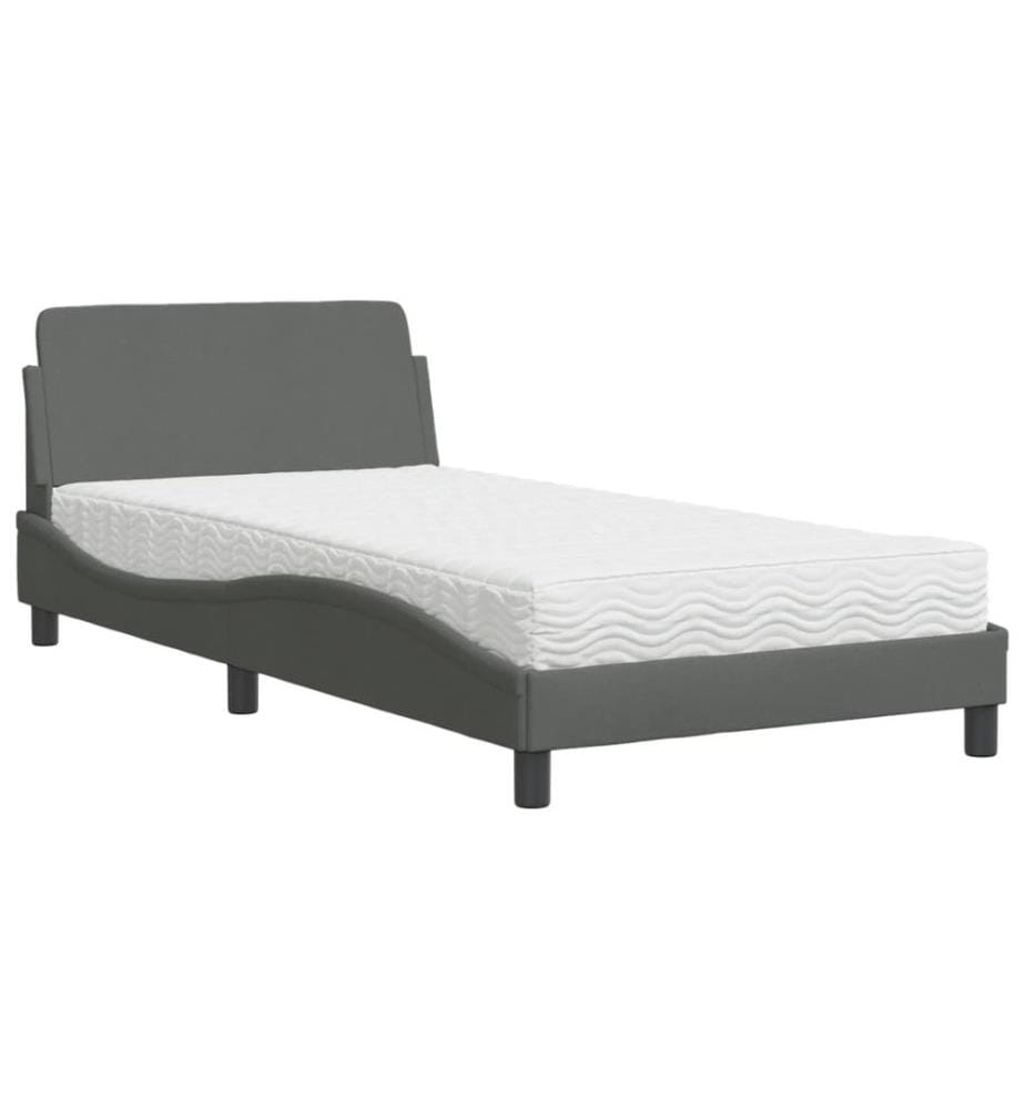 Bett mit Matratze Dunkelgrau 100x200 cm Stoff