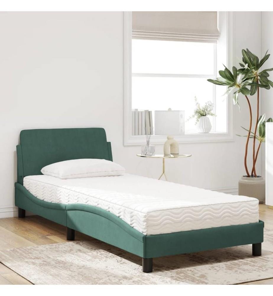 Bett mit Matratze Dunkelgrün 80x200 cm Samt