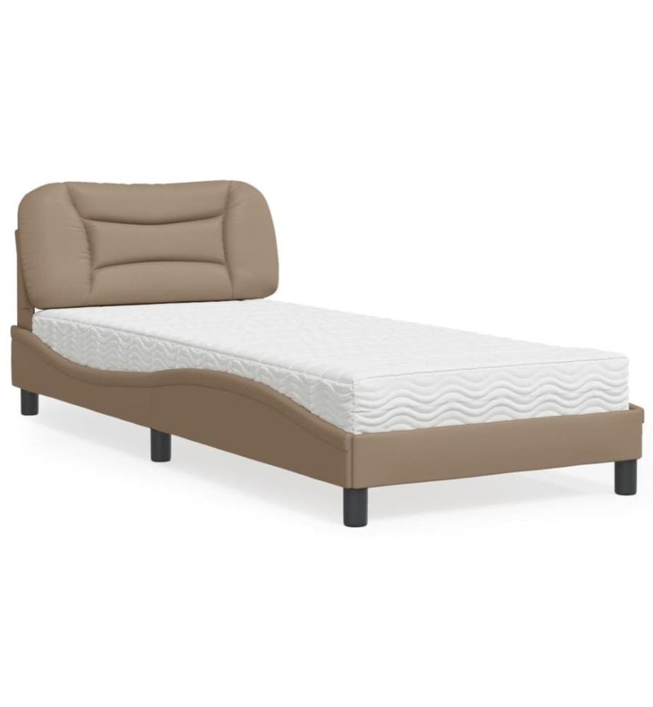 Bett mit Matratze Cappuccino-Braun 90x200 cm Kunstleder