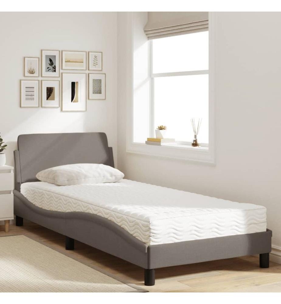 Bett mit Matratze Taupe 90x200 cm Stoff