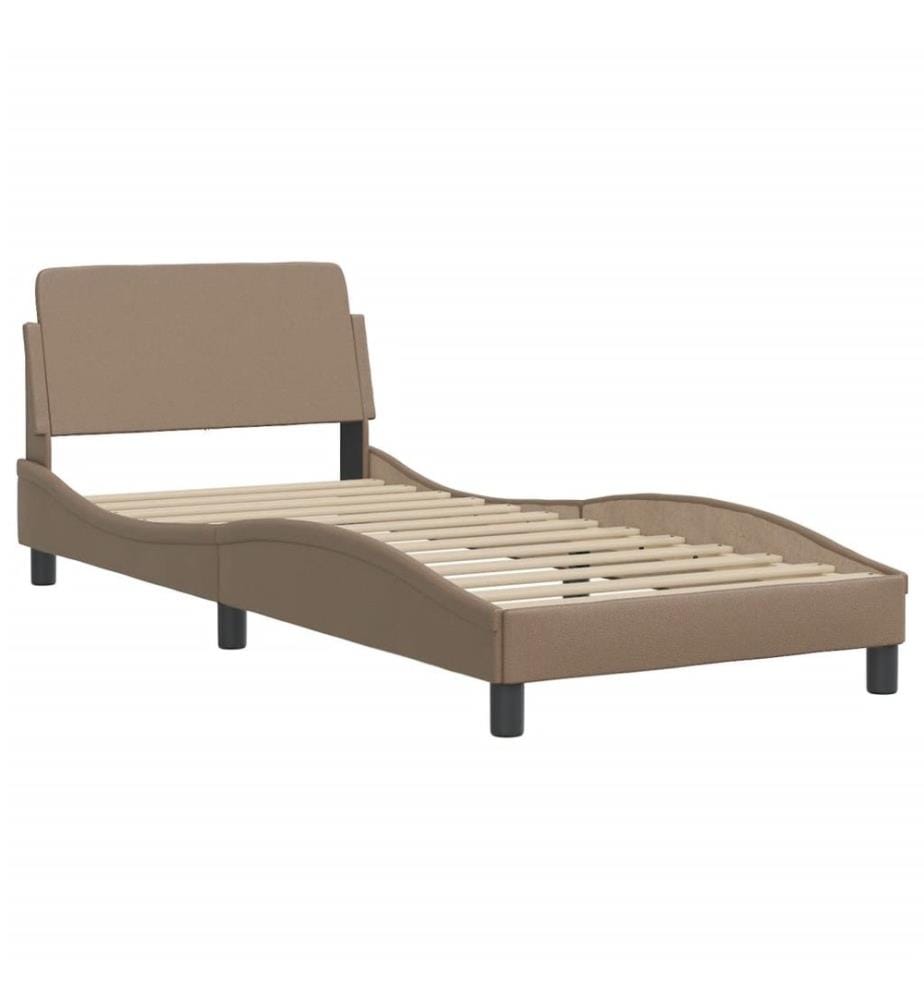 Bett mit Matratze Cappuccino-Braun 90x190 cm Kunstleder