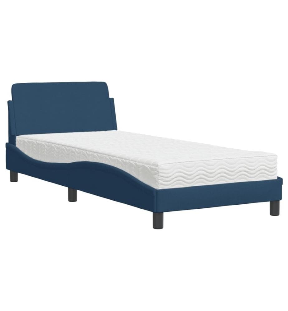Bett mit Matratze Blau 80x200 cm Stoff