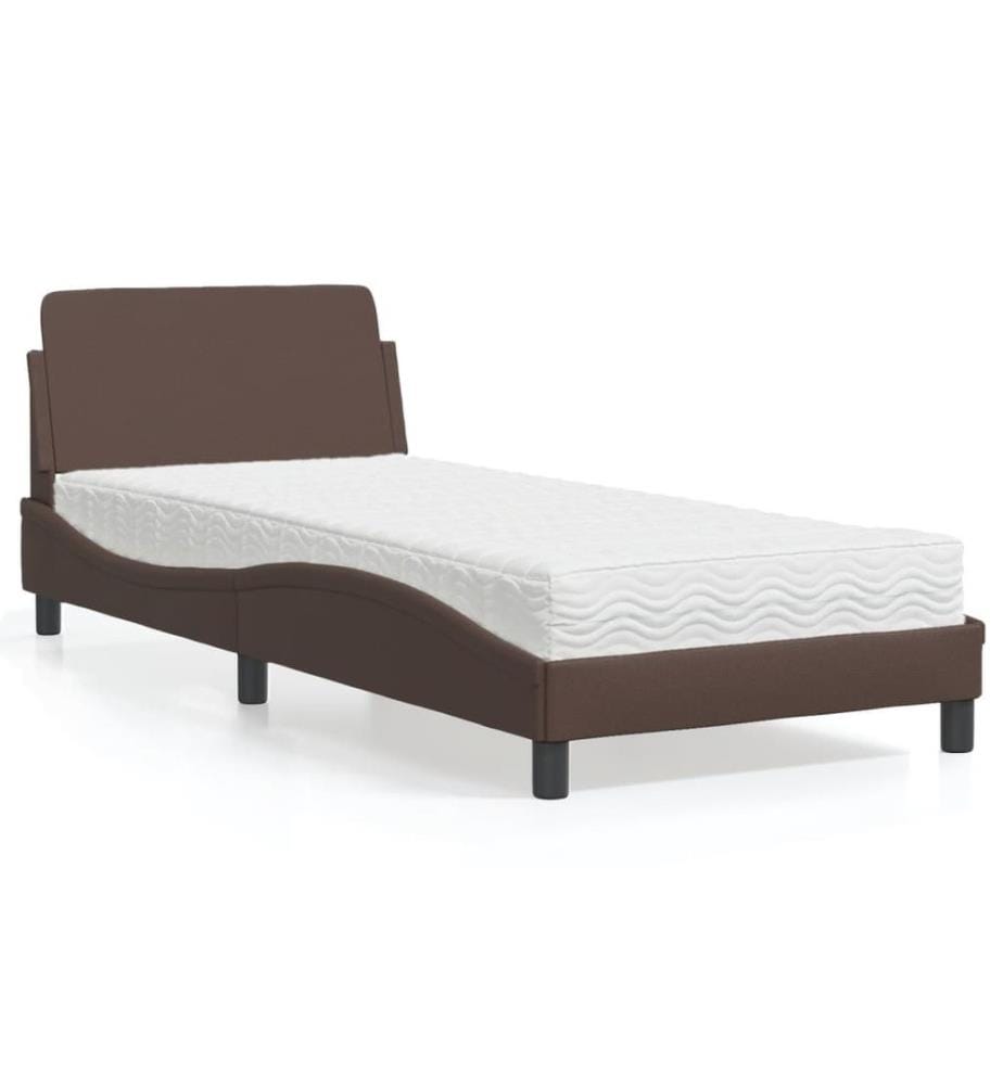 Bett mit Matratze Braun 80x200 cm Kunstleder