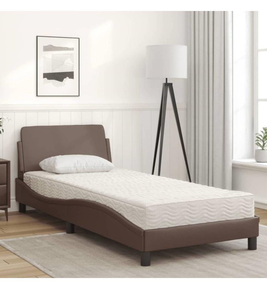 Bett mit Matratze Braun 80x200 cm Kunstleder