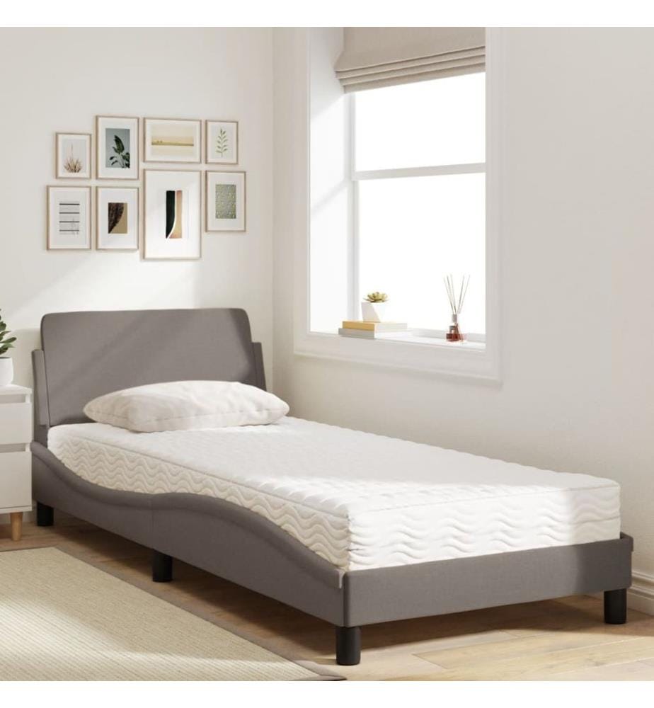 Bett mit Matratze Taupe 90x190 cm Stoff