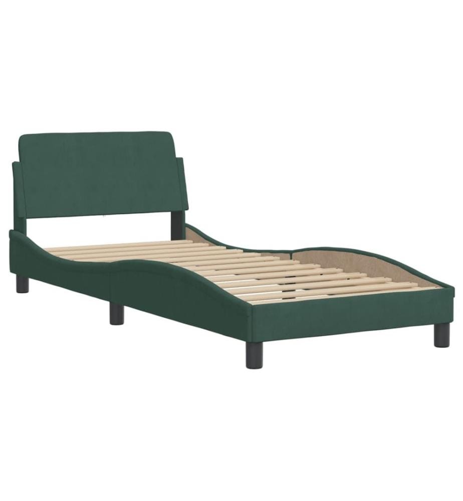 Bett mit Matratze Dunkelgrün 90x200 cm Samt