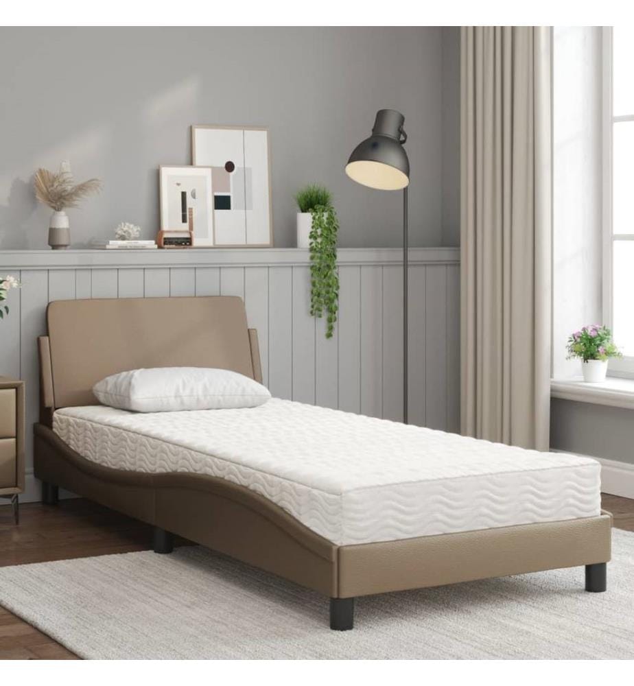 Bett mit Matratze Cappuccino-Braun 90x200 cm Kunstleder