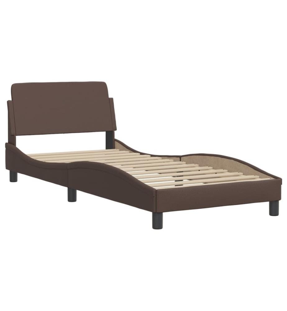 Bett mit Matratze Braun 80x200 cm Kunstleder