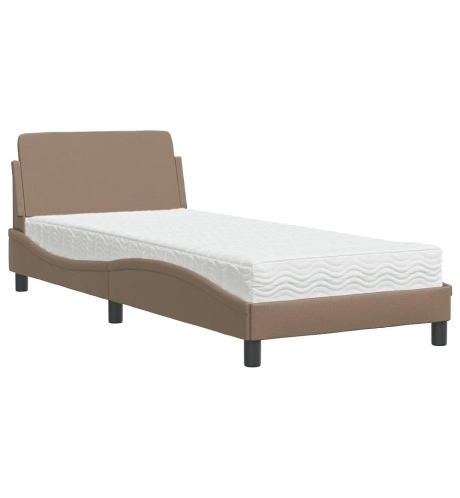 Bett mit Matratze Cappuccino-Braun 80x200 cm Kunstleder