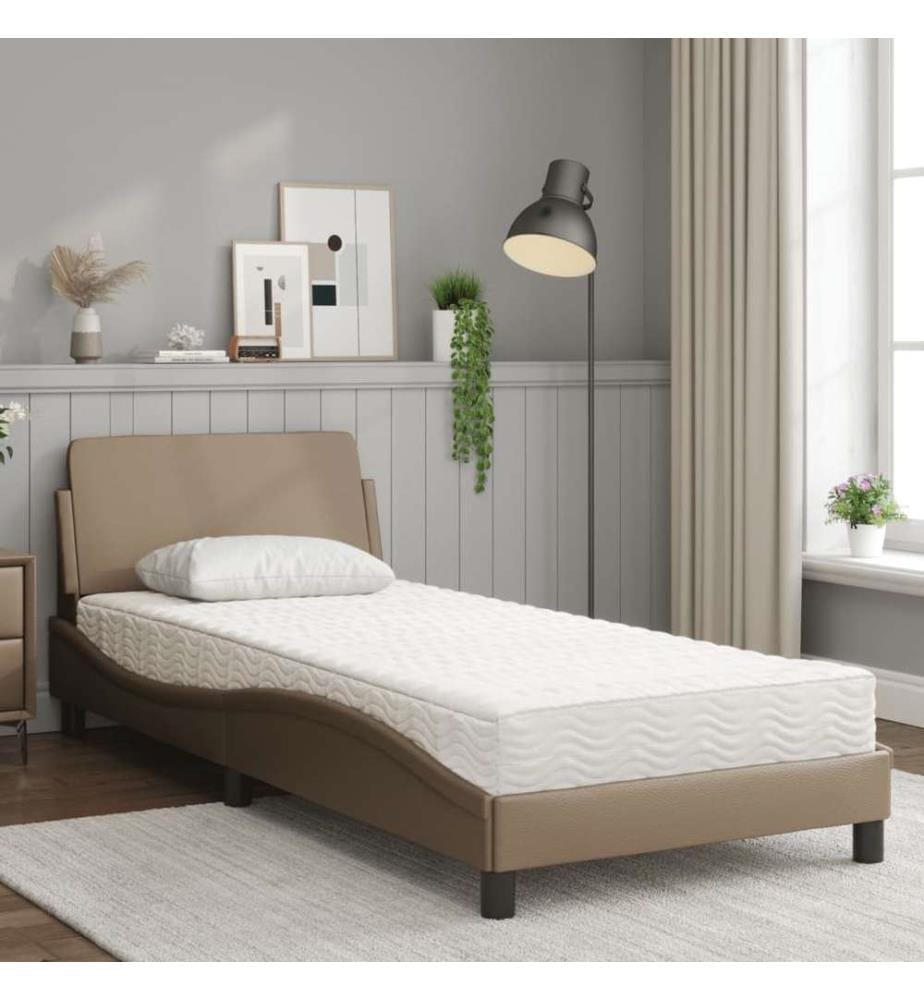 Bett mit Matratze Cappuccino-Braun 80x200 cm Kunstleder